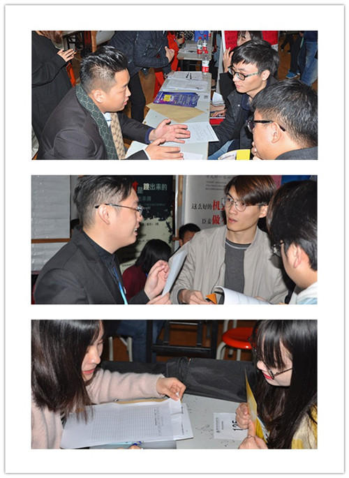 招聘人员和应聘学生热情交流